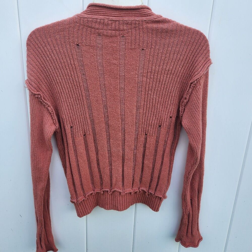 Free People Stevie Distressed V Neck Button Front Cardigan Rose Hips Com… - Picture 9 of 10